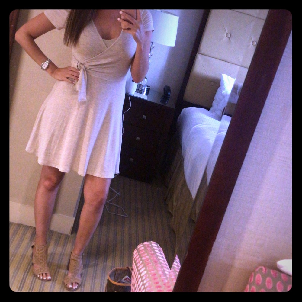 Beige cotton wrap dress